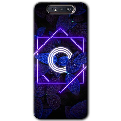 Potkal Hediye Fabrikası Samsung Galaxy A80 Kılıf HD Desen Baskılı Arka Kapak - Dark Neon Yaprak O Harfi