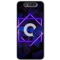 Potkal Hediye Fabrikası Samsung Galaxy A80 Kılıf HD Desen Baskılı Arka Kapak - Dark Neon Yaprak O Harfi