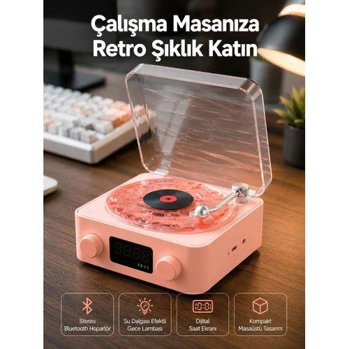 Retro Bluetooth Hoparlör – Kristal Ses, Gece Lambası, Saatli Tasarım Yeni Nesil