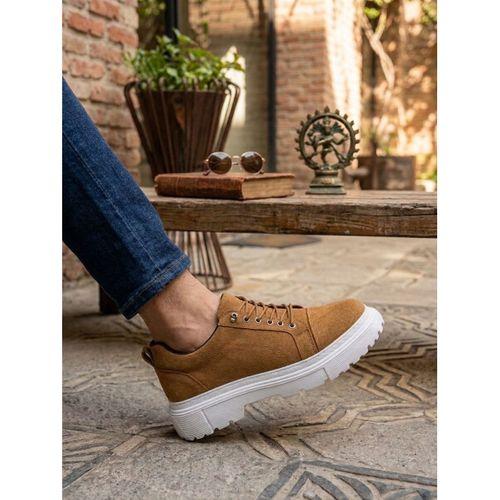 BA0245 Taba Süet Akıllı Lastik Bağcık Yüksek Taban Günlük Erkek Ayakkabı
