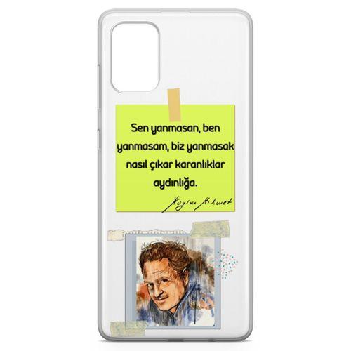 Samsung Galaxy A71 Kılıf Caps Nazım Hikmet Arka Kapak Koruma Desenli Full Koruyucu