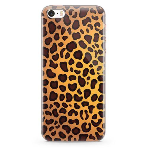 Apple iPhone SE Kılıf Sarı Leopar Arka Kapak Koruma Desenli Full Koruyucu