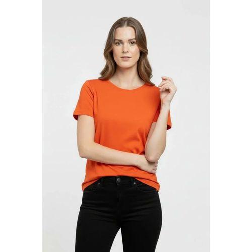 T-Shirt Bisiklet Yaka Slim Fit Likralı Tişört Günlük Basic Body - Turuncu