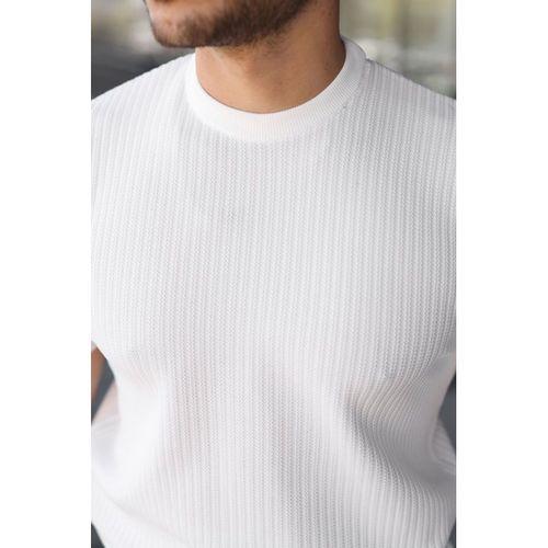 Erkek Bisiklet Yaka Petek Dokulu Kısa Kollu Triko Tişört