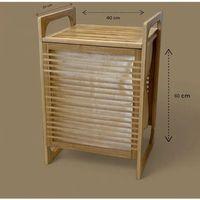 Orta Boy Ahşap Bambu Kirli Sepeti 40x35x60