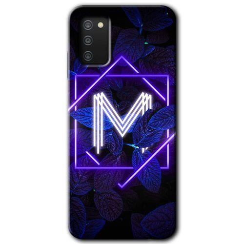 Samsung Galaxy A03s Kılıf HD Desen Baskılı Arka Kapak - Dark Neon Yaprak M Harfi