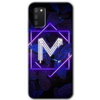 Samsung Galaxy A03s Kılıf HD Desen Baskılı Arka Kapak - Dark Neon Yaprak M Harfi