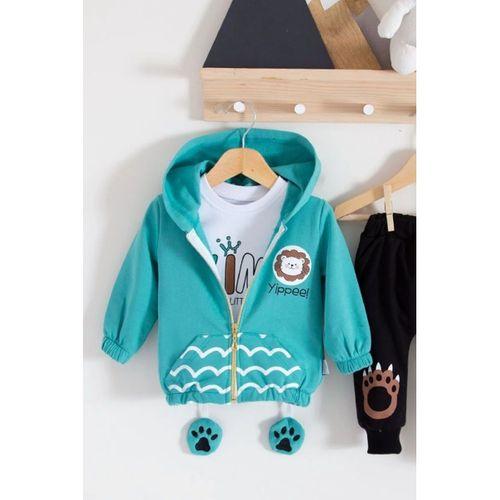 Aslan Desenli 3'lü Erkek Bebek Takımı