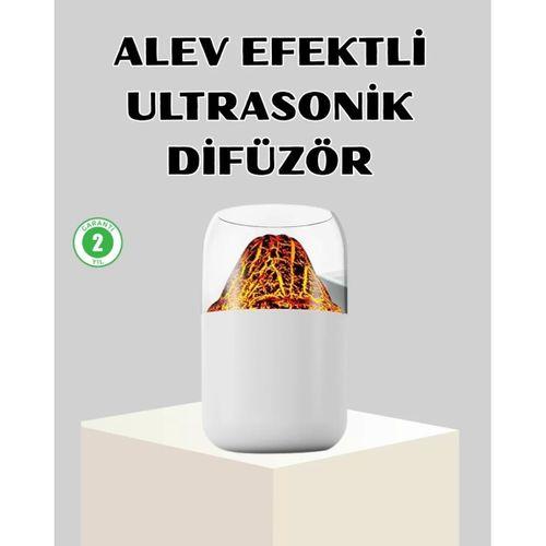 Ultrasonik Alev Efektli Aromaterapi Difüzörü Usb Şarjlı Ve Otomatik Kapanma Özellikli