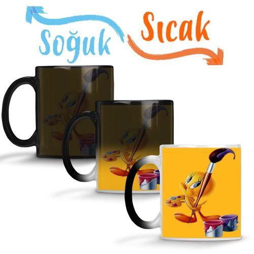 Looney Tunes Tweety Painting Sihirli Kupa Bardak Porselen