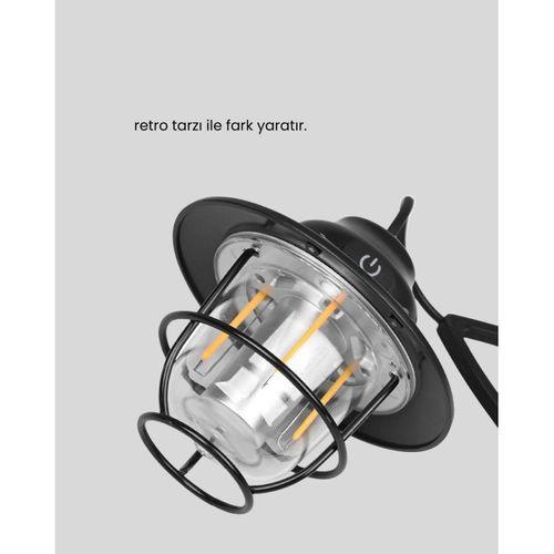 Retro Kamp Lambası Su Geçirmez Taşınabilir Gece Işığı Uzun Pil Ömürlü