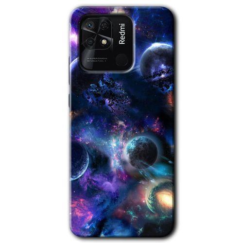 MRCİLETİSİM Xiaomi Redmi 10C Kılıf HD Desen Baskılı Arka Kapak + Temperli Cam - Gezegen Karışımı