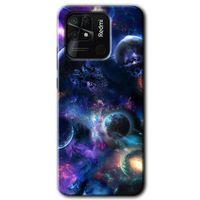 MRCİLETİSİM Xiaomi Redmi 10C Kılıf HD Desen Baskılı Arka Kapak + Temperli Cam - Gezegen Karışımı