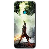 MRCİLETİSİM Huawei P smart 2019 Kılıf Baskılı Kapak - Dragon Hunter +Tam Ekran Koruyucu