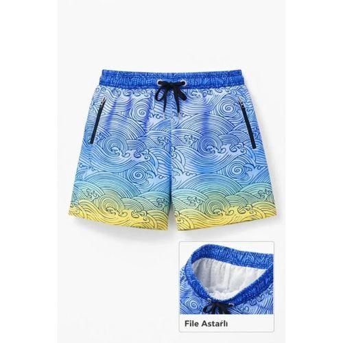 Deniz Şortu Fermuarlı Cepli File Astarlı Hızlı Kuruyan Premium - Çok Renkli