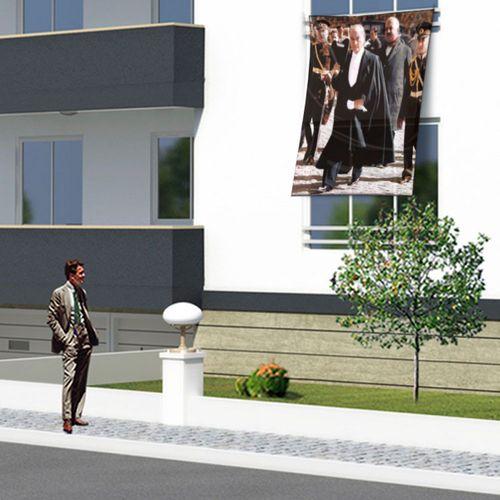 Pelerinli Mustafa Kemal Atatürk Poster Dış Cephe Bayrağı Ata21