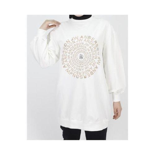 Papatya Taş Detaylı Nakış Baskılı Sweatshirt - 71143.027 - Ekru