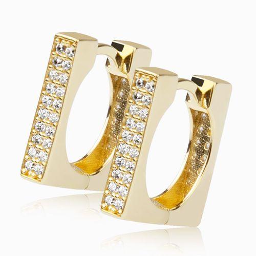 14 Ayar Altın Taşlı Dörtgen Küpe HSM10086