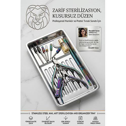 Protez Tırnak Manikür Sterilizasyon Tepsisi Medikal Alet Düzenleyici Kanallı Freze Ucu Frez Standı 18/10 304 Paslanmaz 723652