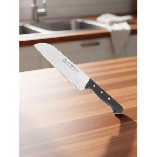 Sürmene Şef Aşçı Bıçağı Profesyonel Oluklu Santoku Bıçağı 31 cm Pimli Sap Sürbisa 61095