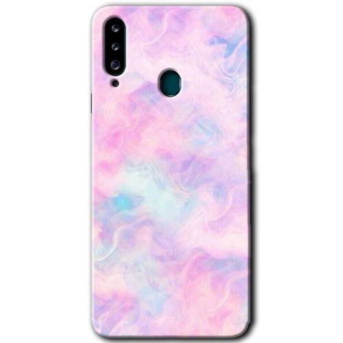 MRCİLETİSİM MRCİLETİSİM Samsung Galaxy A20s Kılıf HD Desen Baskılı Arka Kapak + Temperli Cam - Pembe-Duman