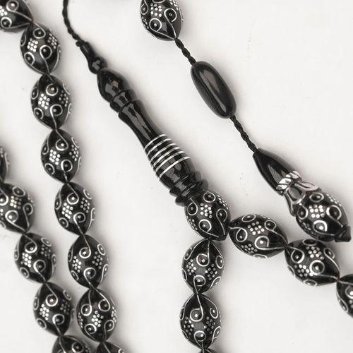 Oltu Taşı Ötr İşleme On İkili Damal İşlemeli Tespih