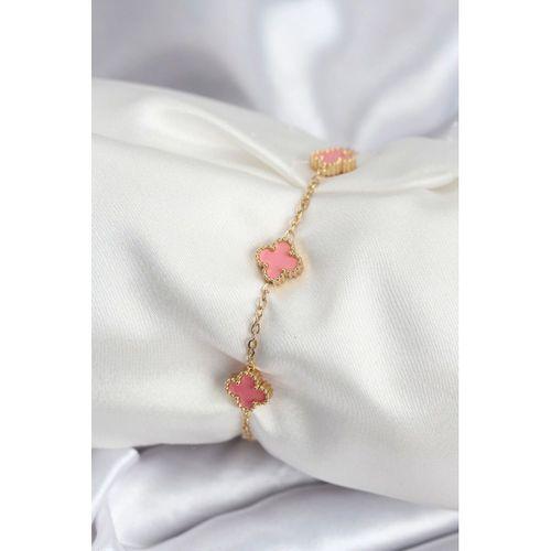 316L Çelik Gold Renk Pembe Baby Boy Yonca Kadın Bileklik