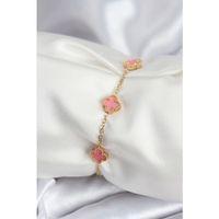 316L Çelik Gold Renk Pembe Baby Boy Yonca Kadın Bileklik