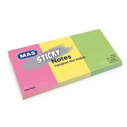 Mas Postit 35X51 Yapışkanlı Not Kağıdı 100 Sayfa 3 Renk Neon - 2 adet