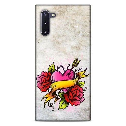 Lopard Samsung Galaxy Note 10 Uyumlu Kılıf Tattoo's (12) Koruyucu Silikon Gri Pembe