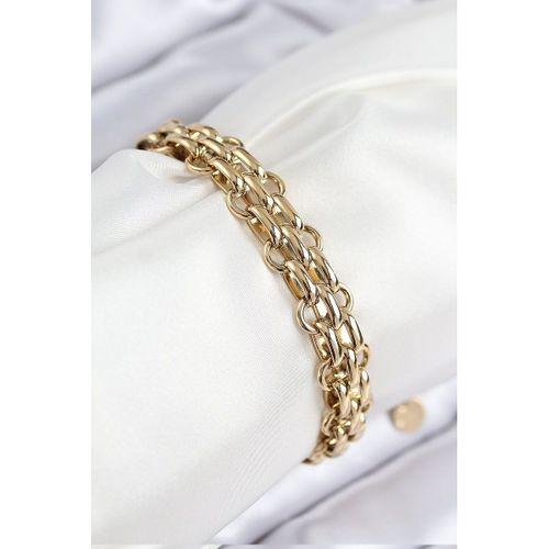 316L Çelik Örme Zincir Model Gold Renk Kadın Bileklik