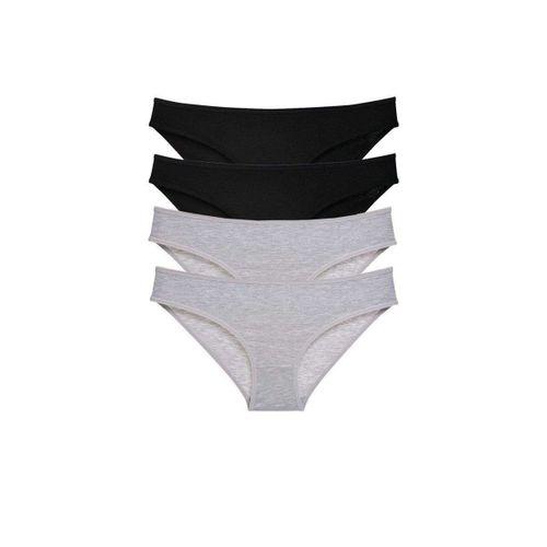 4 Adet Süper Eko Set Likralı Kadın Slip Külot Siyah Gri
