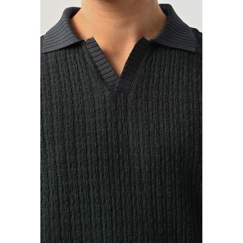 Premium Gölge Dokulu Polo Yaka Erkek T-Shirt - Petrol