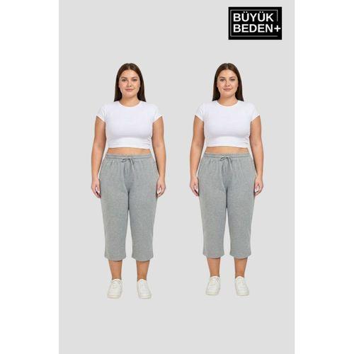 Büyük Beden Kadın İkili Set Kapri Şort Rahat Kalıp 3XL-6XL SPR26BSRK591+2