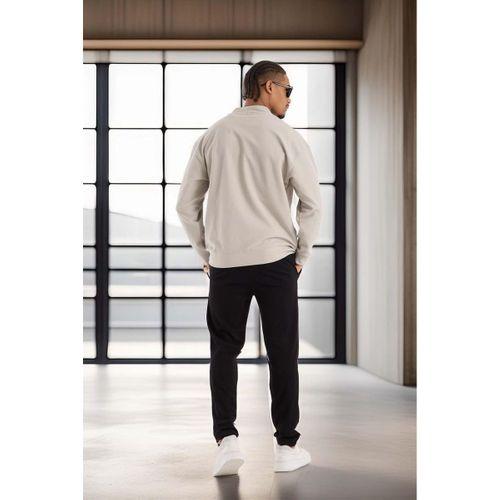 Potter Dokulu Selanik Kumaş Oversize Basic 3 Düğmeli Erkek Hırka - Mineral Gri