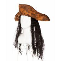 Siyah Saçlı Kaptan Korsan Şapkası