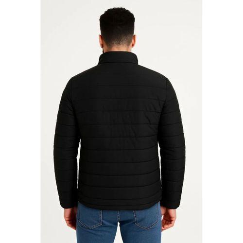 Erkek Mikro Su İtici Kapitone Baskılı Astarlı Fermuarlı Bomber Mont - Siyah