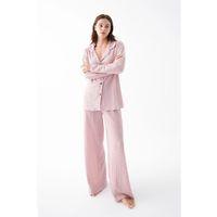 Kadın Pembe Önden Düğmeli Rahat Kesim Pijama Takımı – Günlük Ev Giyim Seti