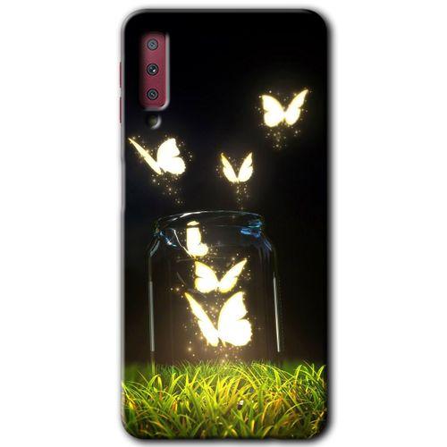 Potkal Hediye Fabrikası Samsung Galaxy A7 2018 Kılıf HD Desen Baskılı Arka Kapak - Işıklı Kelebekler