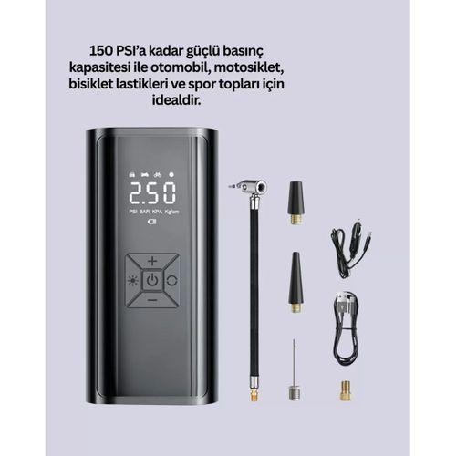 80w Kablosuz Dijital Ekranlı Taşınabilir Lastik Şişirme Pompası