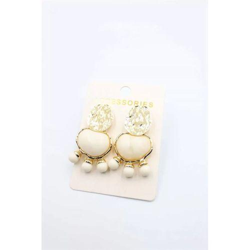 Taşlı Küpe - Krem