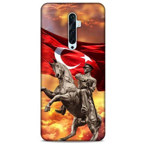 Oppo Reno 2z Kılıf Atatürk (47) Crystal Flex Kılıf Kızıl Bulut