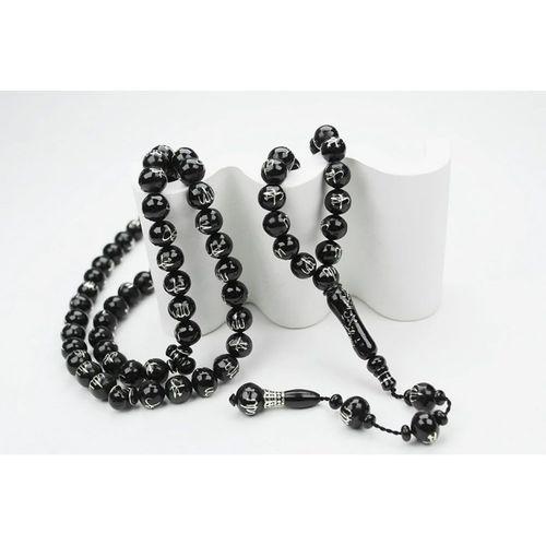 Oltu Taşı ALLAH MUHAMMET Arapça İşlemeli  Namaz Tespihi