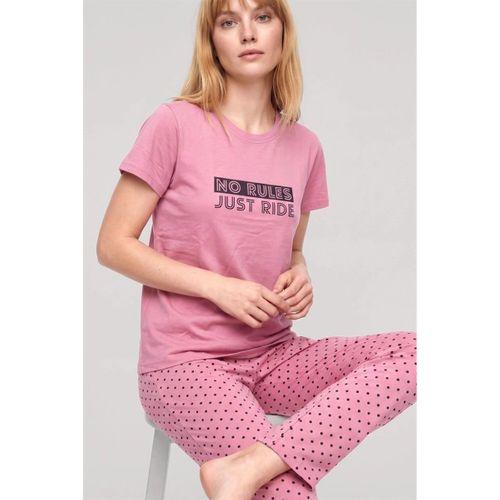 Özel Tasarım Kısa Kol Kadın Penye Pijama Takımı Somon