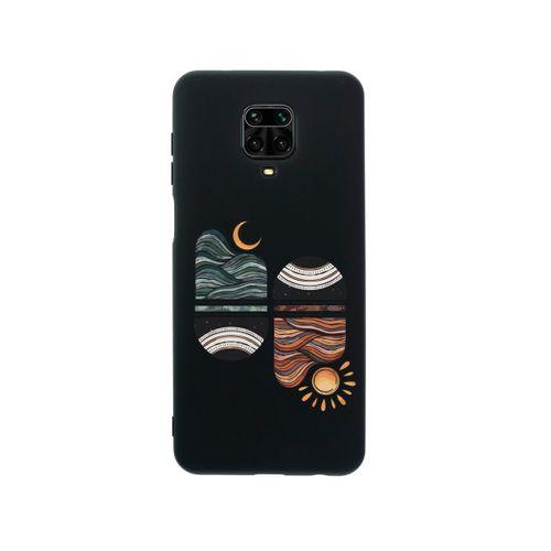 Xiaomi Redmi Note 9 Pro Sunset Wave Premium Silikonlu Siyah Telefon Kılıfı