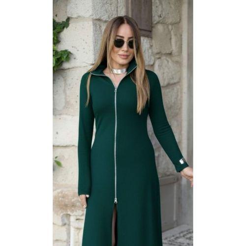 Kadın Uzun Kollu önden Fermuarlı Ithal Krep Elbise