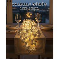 Yaprak Şekilli Gümüş Led Işık Pilli Dekoratif Aydınlatma