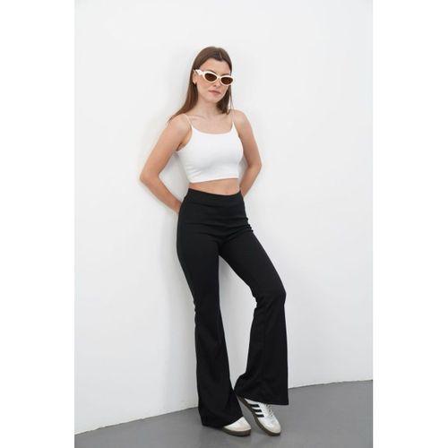 Kadın Yüksek Bel Krep Kumaş Bol Paça Pantolon