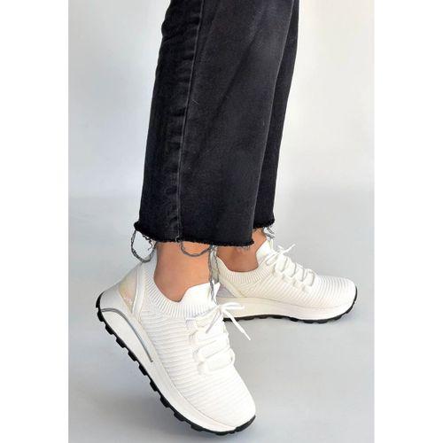 Feort Beyaz Triko Bağcıklı Spor Ayakkabı