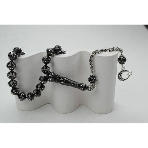 Oltu Taşı Şalgami Kesim Taç İşleme İşlemeli Tespih